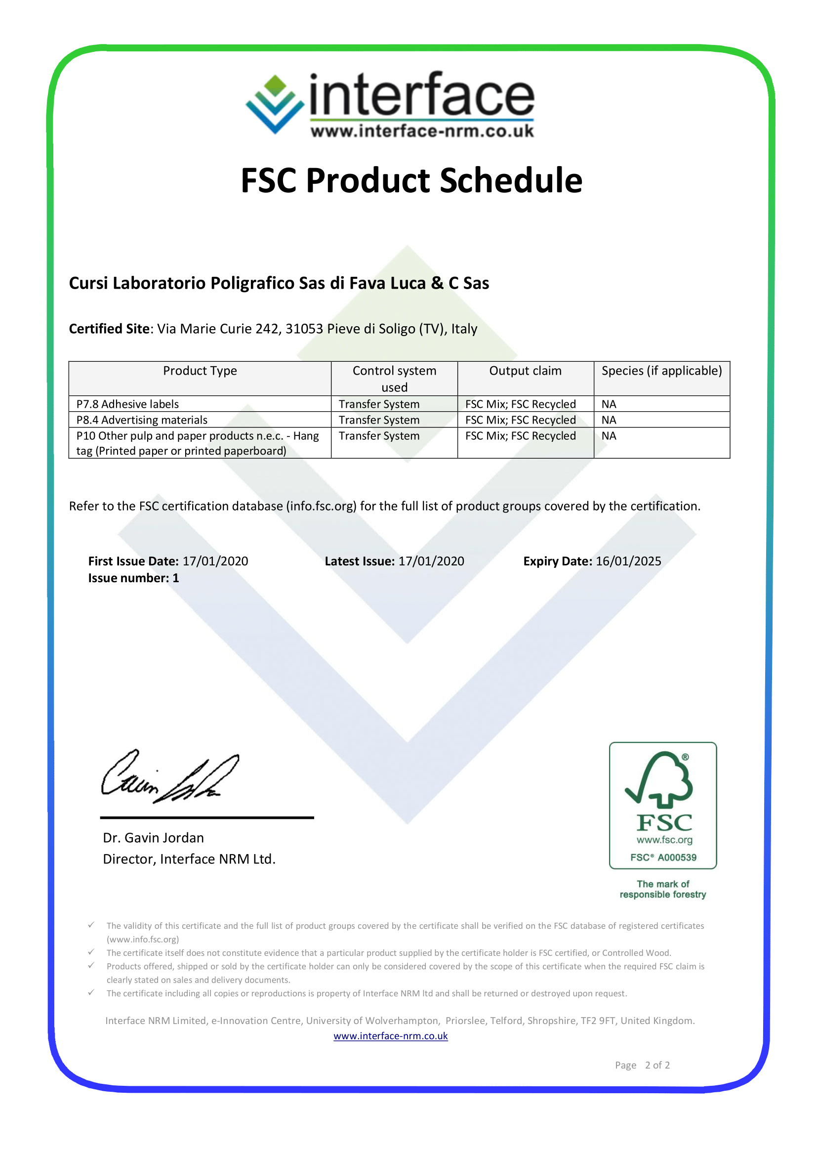 Certificazione 2^ pagina